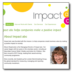 Impact abc company website designed by John Day Associates